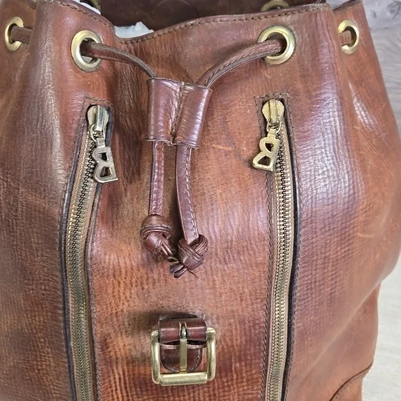 Bogner Brown Leather Backpack Travel Bag Handbag Tote - Picture 9 of 14